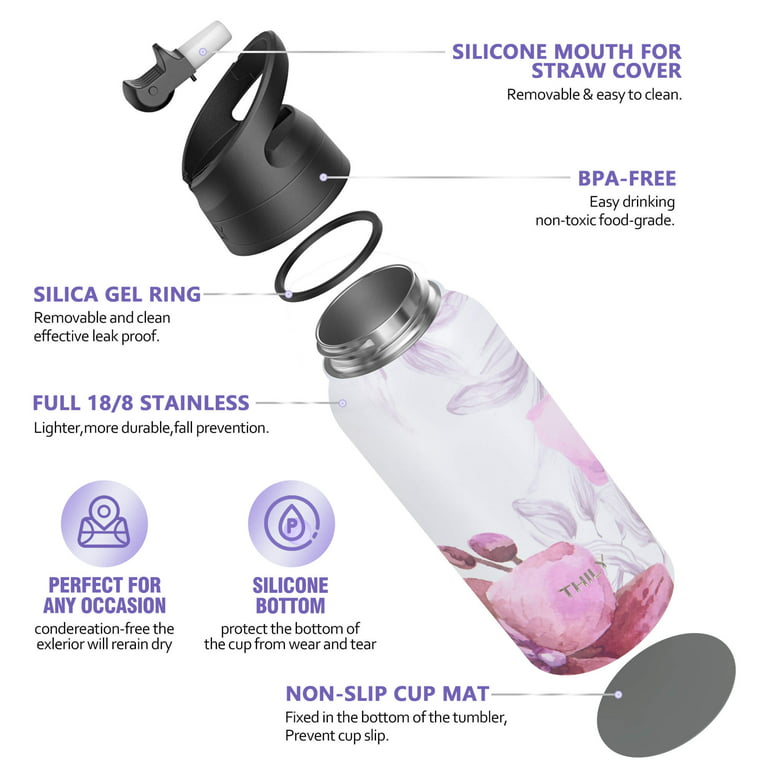 Water Bottle | 32 Oz| Red Lotus by THILY