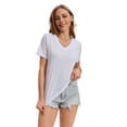 thumbnail image 2 of Women's Casual Active Style 2 Pack V Neck Short Sleeve Fitted T-Shirt Stretchy Bodycon Basic Top, 2 of 7