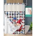 thumbnail image 2 of No Hook Shower Curtain with Snap-in Liner, 4th of July Gnomes Waterproof Fabric Bathroom Curtains, Star Independence Day Black Plaid Bath Curtains & Mesh Top Window 60"x72", 2 of 6