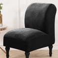 thumbnail image 2 of Armless Accent Slipper Chair Cover Slipcover, Slipper Chair Jacquard Fabric Stretch Spandex Removable for Armless Chair Furniture Protector Covers for Living Dining Room (Black), 2 of 2