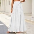 thumbnail image 2 of VBVC Women's Tie Waist Wide Leg Palazzo Pants, Flowy Wrap Maxi Skirt Pants For Women, Ladies' Casual Summer Beach Trousers with Pockets,White,S-2XL, 2 of 8