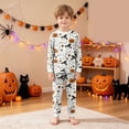 thumbnail image 5 of Kogui Halloween Pjs Kids 2-Piece Cute Ghost Pumpkin Print Soft Sleepwear Set Long Sleeve Kids Pjs 7T 8T (Light Gray,7-8 Years), 5 of 7