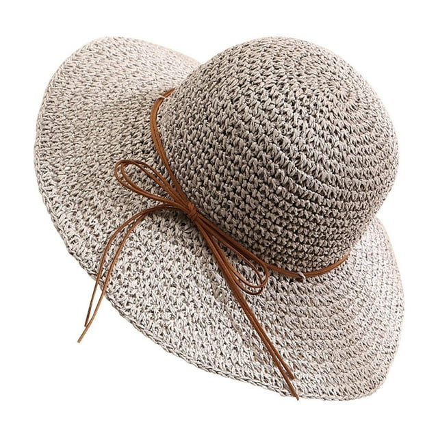 Besolor Women's Straw Sun Hat Floppy Foldable Wide Brim UV Protection Upf 50+ Bucket Hat for Summer Beach Travel