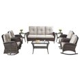 thumbnail image 2 of Unnifurnzi 8 Pieces Patio Furniture-Outdoor Swivel Rocking Chair Outdoor Wicker Sofa Couch with Glass Coffee Table Outdoor Wicker Furniture Set for Deck Porch Garden Balcony Poolside-Black/Beige, 2 of 7