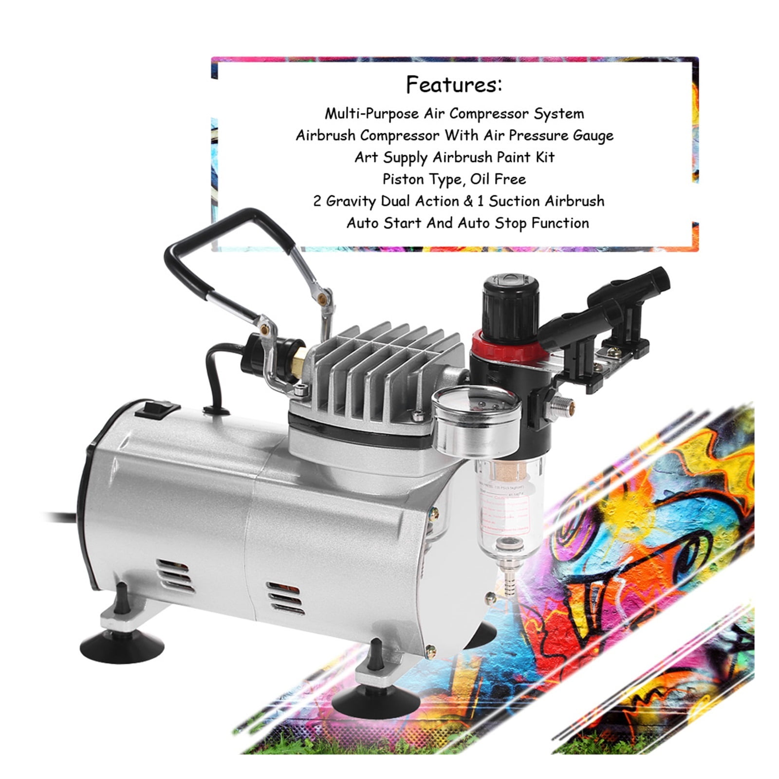 Professional Airbrush Air Compressor Kit Oil-less Quiet High-pressure Spraying Pump Tattoo Manicure Cake Spray Gun
