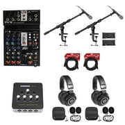 Podcast Podcasting Bundle w/Peavey Mixer+Samson Mics+Headphones+Stands+Cables