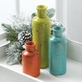 thumbnail image 4 of Sullivans Set of 3 Small Ceramic Bottle Vases 5"H, 7.5"H & 10"H Orange, Yellow & Teal, 4 of 19