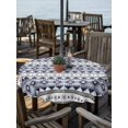 thumbnail image 2 of Outdoor Tablecloth with Umbrella Hole for Patio/Picnic/Party/Camping, Boho Blue Striped Waterproof Table Cloth Round Cover Washable, Ethnic Tribe Southwestern Diamond (Dia 54"), 2 of 9
