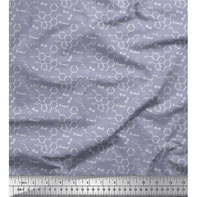 Soimoi Poly Georgette Fabric Chemical Formula Education Theme Print Sewing Fabric Yard 52 Inch Wide