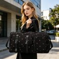 thumbnail image 4 of Corduroy Strawberry Travel Duffel Bag for Women Girls Large Weekender Bag with Shoe Compartment Wet Pocket Foldable Overnight Dance Gym Sports Bag (Black), 4 of 8