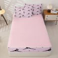 thumbnail image 4 of Castle Fairy Ballet Dance Zipper Twin Comforter Sets with Fitted Sheet and 2 Pillowcases,Star Silhouette Print Zipper Bedding Set,Pink,Pink Reversible,4-Piece, 4 of 6