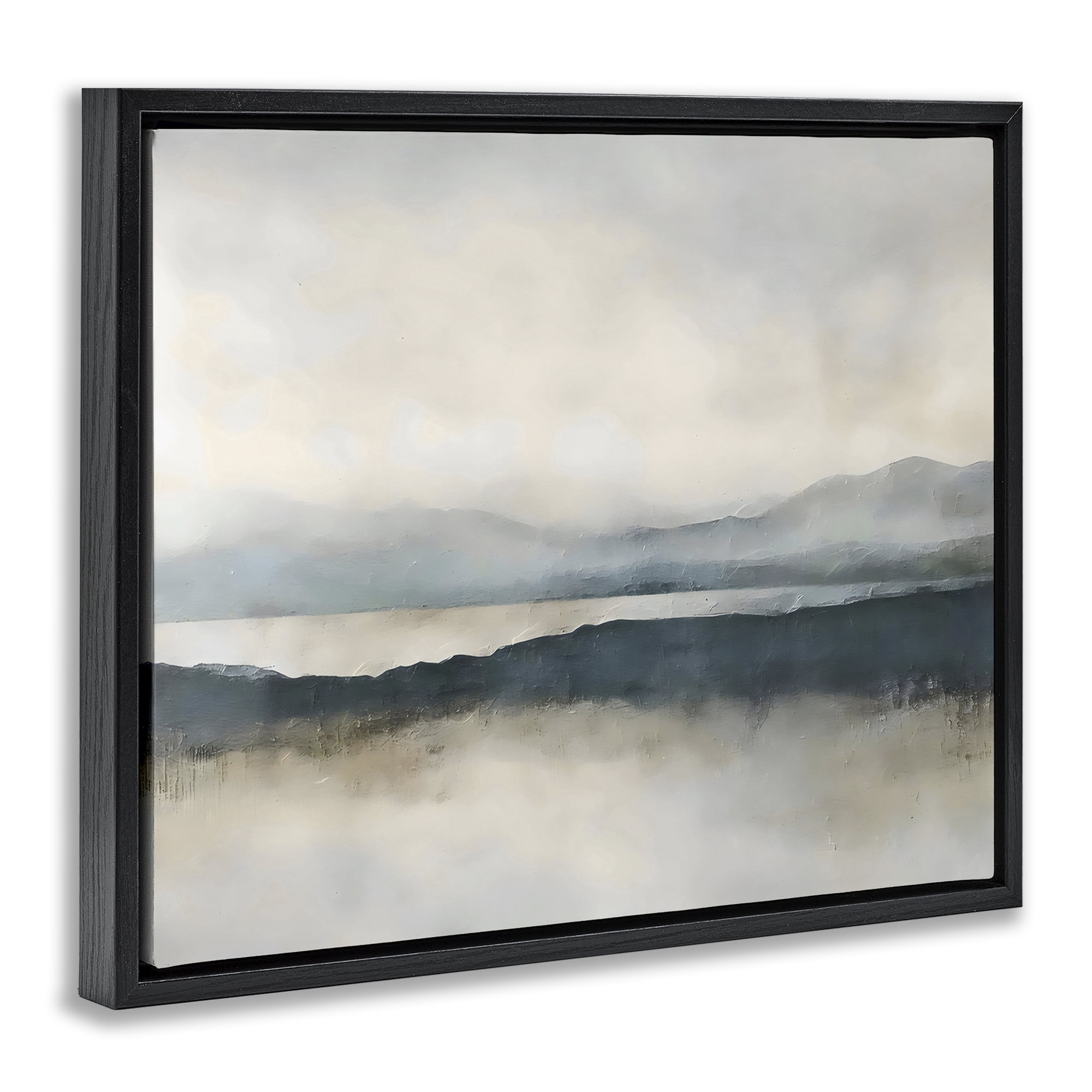 Stupell Industries Muted Horizon Mountainscape Black Framed Floater Canvas Wall Art, design by Riley B