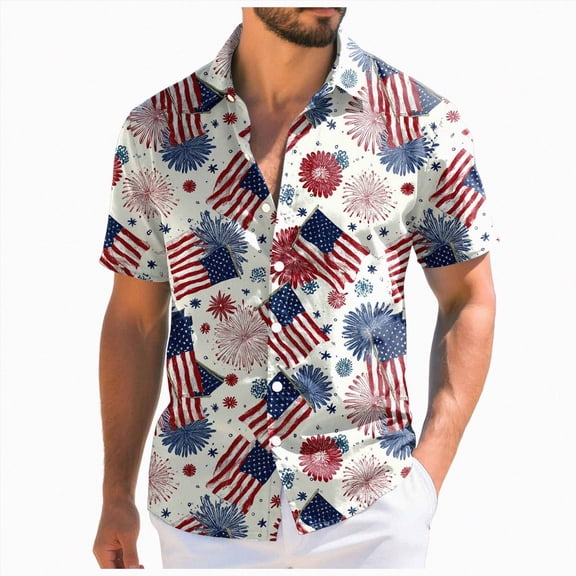 Leey-World 250 Anniversary Usa Shirt Mens Funny American Flag Shirts for Men: 4th of July Hawaiian Shirt Patriotic Button Down 250 Anniversary USA Outfits(Pink,S)