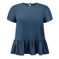 thumbnail image 4 of DARING DIVA Women's Plus Babydoll Tops Crew Neck Blouses 2X Navy Blue, 4 of 6
