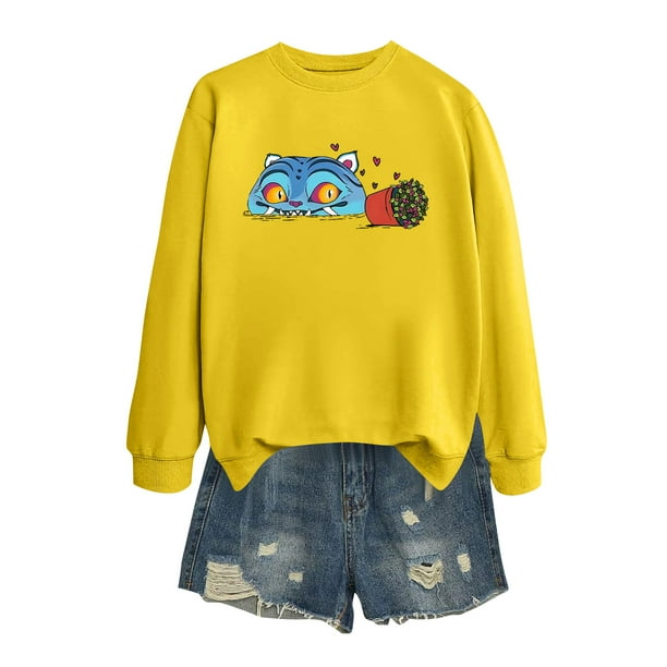 Moonsky Sudadera pop Demon Hun/er, sudadera Huntrix con cuello redondo, jersey de manga larga para mujer y hombre, ropa de calle, moda urbana (Amarillo M)