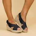 thumbnail image 5 of Women's Wedge Sandals, Peep-Toe Espadrille Style with Linen Wrap Wedge Heel, Summer Dressy Sandals for Wedding & Party Black 37, 5 of 6