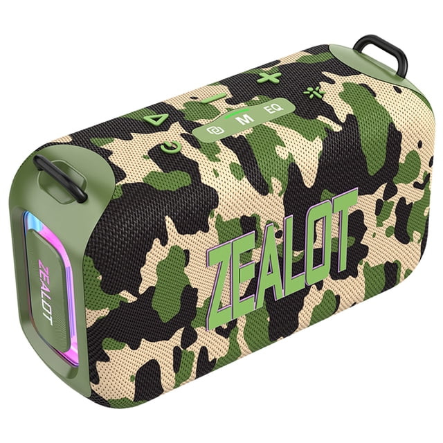 ZEALOT S85 Haut-Parleur Bluetooth 5.3 Camouflage Portable avec Puissance de 50W, Caisson de Basses de 40W pour Basses Profondes, Éclairage RVB, Modes d'Égalisation Réglables (Normal/Bass/Vocal), Batterie de 8000mAh, Étanchéité IPX6, Double Appareil