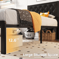 thumbnail image 4 of Twin Bed Frame with Headboard PU Leather Upholstered Bed Frame Platform,All Metal Slats Support Platform Bed Frame with Storage Space,Easy Assembly,Noise Free,No Box Spring Needed,Black, 4 of 4