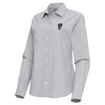 thumbnail image 2 of Women's Antigua Gray NC State Wolfpack Porter Woven Tri-Blend Long Sleeve Button-Up Shirt, 2 of 3