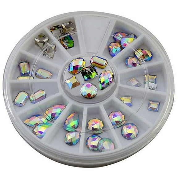 UDIYO 36Pcs 3D Colorful Nail Art Rhinestones Glitters Tips Decoration Manicure