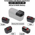 thumbnail image 4 of Dinheiro Cargador de repuesto compatible con Black & Decker 9,6 V 12 V 14,4 V 18 V Nicad Nimh batería HPB18-OPE HPB18 HPB14 HPB12 HPB96 244760-00 A1718 FSB18—, 4 of 5