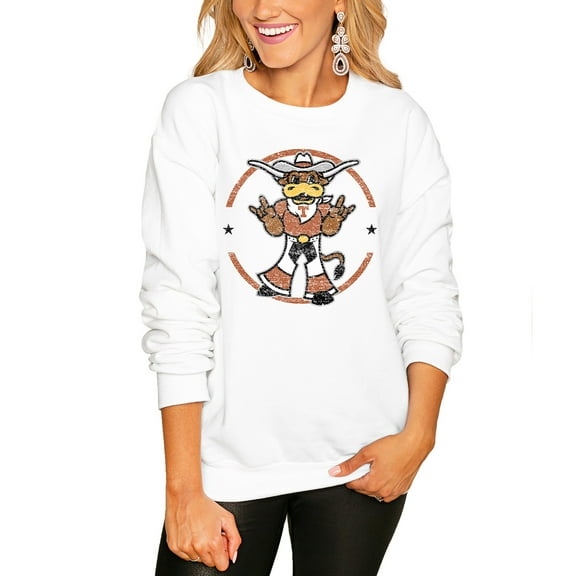Women's Gameday Couture White Texas Longhorns End Zone Oversized Sweatshirt