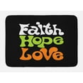 thumbnail image 1 of Hope Bath Mat, Vintage Sixties Inspired Hand Lettering Faith and Love Message with Religious Themes, Non-Slip Plush Mat Bathroom Kitchen Laundry Room Decor, 29.5 X 17.5 Inches, Multicolor, Ambesonne, 1 of 2