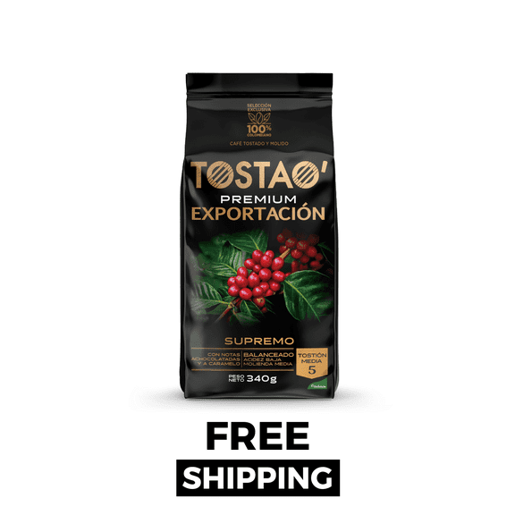 Tostao' Supremo Medium Roast Ground,  100% Colombian Arabica Coffee, 12oz