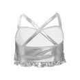 thumbnail image 4 of Aiihoo Girls Skirt Suit Latin Jazz Dance Outfit Sets Modern Dancewear Tiered Ruffles Metallic Crop Top with Shorts Set Silver 14, 4 of 6