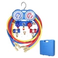thumbnail image 1 of Zootealy Professional Refrigeration Manifold Gauge Set with Large Windows and 6 Data Display, Metal+Plastics Material, 1.5m Hose Length, R404A, R134A, R22, R410A, PSI(-30psi to 550psi), Bar(-1bar to, 1 of 7