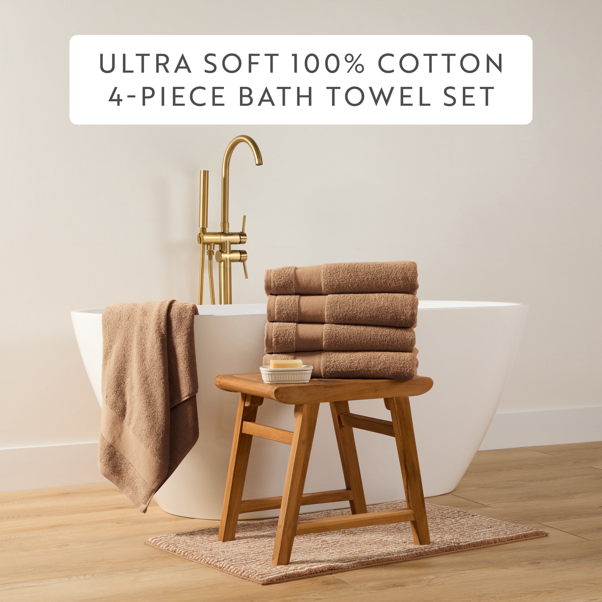 Noble Linens 4 pack Essential Cotton Bath Towels