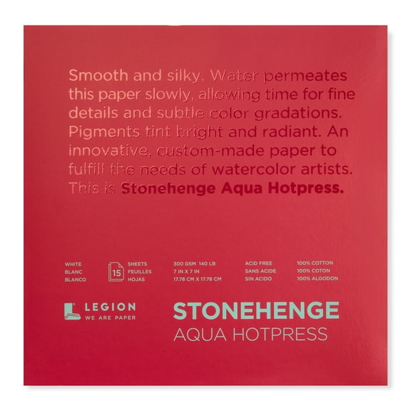 Legion Paper Stonehenge Aqua Black Watercolor Pad, Cold-Press, 7in x 7in