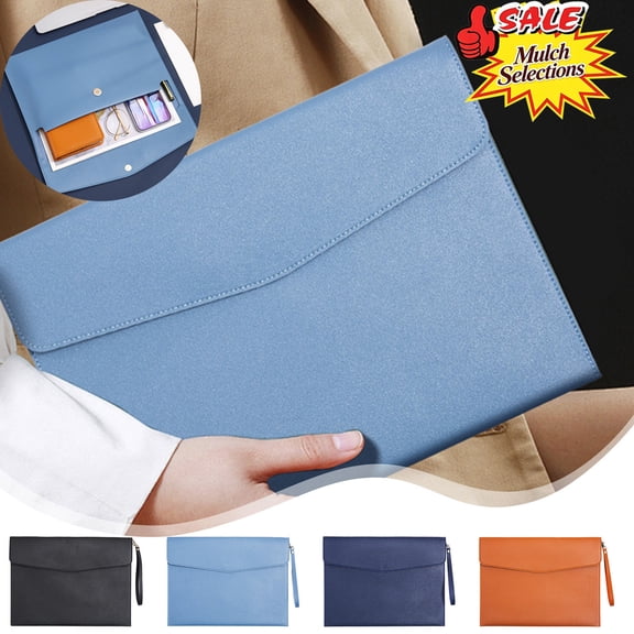 Under 5$ File Folder, Document Folders, Waterproof Faux Leather A4 Document Envelope Bag, Portable File Storage Pouch Holder with Detachable Hand Strap for Office Home Classroom Paper Organizer
