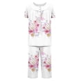 thumbnail image 5 of Ensembles de Pyjama pour Femmes 2 Pcs, Blouse Décontractée à Col Rond à Manches Courtes pour Femmes, Pantalon de Mode, Ensemble de Pyjama, 5 of 5
