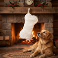 thumbnail image 2 of Snowy White Plush Pet Dog Christmas Stocking, Silver Snowflake Sequin Dog Christmas Stockings Large Bone Shape Faux Fur, Hanging Christmas Holiday Season Party Decor for Pets Dogs, 16in, 2 of 6