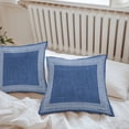 thumbnail image 6 of Navy Blue Geometric Throw Pillow Covers 20x20 Inch Set of 2, White Greek Key Design Burlap Modern Art Waterproof Outdoor Pillow Covers, Decorative Cushion Pillowcases for Couch, Sofa, Bed, Patio, 6 of 9