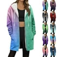 thumbnail image 6 of Fmbrln Women Long Fleece Jackets Full Zip Up Long Sleeve Gradient Print Hooded Jackets Fall Winter Thickened Warm Outwear with Pockets, 6 of 6