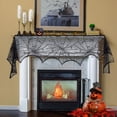 thumbnail image 4 of Halloween Decoration Black Spider web lace Fireplace Mantle Scarf, Spider Lampshade, Holiday Party Decorations, 4 of 8
