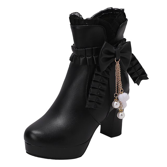 NECHOLOGY Botas Mujer Adulto Femenino Zapatos Botines de mujer Botas coreanas de otoño/invierno 2023, botines con cuentas y borlas con de encaje para mujer (Black, 6.5)