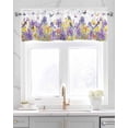 thumbnail image 2 of Purple Flower Linen Curtain Valance for Bedroom/Bathroom/Kitchen/Office/Living/Dining Room Window,Yellow Botanical Plant Herb Animal Birds Rod Pocket Topper Decorative Cafe Drapes Panel 60"x18", 2 of 6