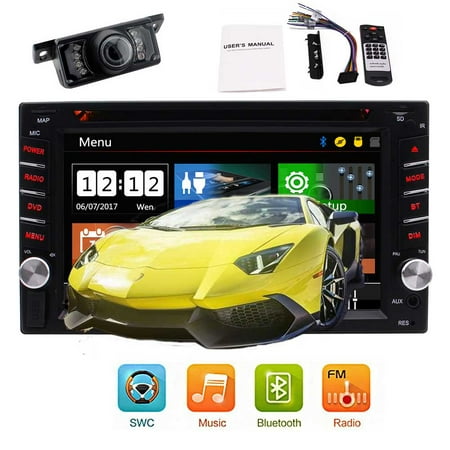 Rear Camera + New Arrival Wince Car Stereo with Optional UI in dash 2 din Automotive Autoradio Bluetooth 1080p Car dvd player Double Din 6.2 inch Video FM/AM/RDS Radio Tuner Audio subwoofer