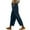 Navy, variant on Womens Summer Pants Casual Solid Color Elastic Waist Linen Pockets Pants Navy