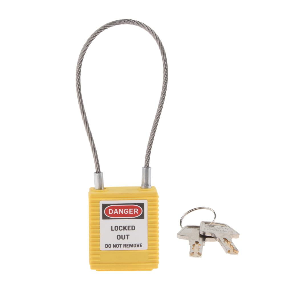Yellow & Red Bonarty 2x Stainless Steel Security Cable Padlock with Key Retaining Feature When the Shackle is Open, the Key can Not be Removed 