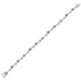 thumbnail image 2 of Gem Stone King 925 Sterling Silver Pink Lab Grown Diamond and Blue TanzaniteBracelet for Women (2.47 Cttw, Gemstone April Birthstone, Round 4MM, 7.5 inch), 2 of 6