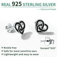 thumbnail image 2 of ChicSilver Small Black Celtic Heart Stud Earrings Women Men 925 Sterling Silver Earrings Jewelry for Sensitive Ears, 2 of 7