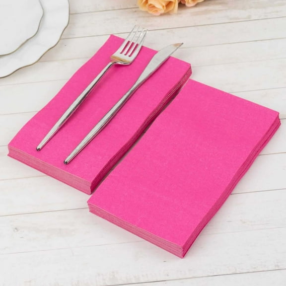 Efavormart 50 Pack | 2 Ply Soft Fuchsia Dinner Party Paper Napkins, Wedding Reception Cocktail Beverage Napkins