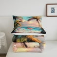thumbnail image 5 of Pink Flamingo Down Comforter Hawaii Beach Comforter Set,Tropical Plants Palm Leaves Teens Bedding Set.Coastal Animals Quilt Set, 5 of 7