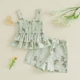 thumbnail image 2 of KPOPLK Newborn Baby Girl Summer Clothes 2Pcs Floral Embroidery Shorts Set Cute Baby Girl Outfit Set(12-18 Months,Light Green), 2 of 9