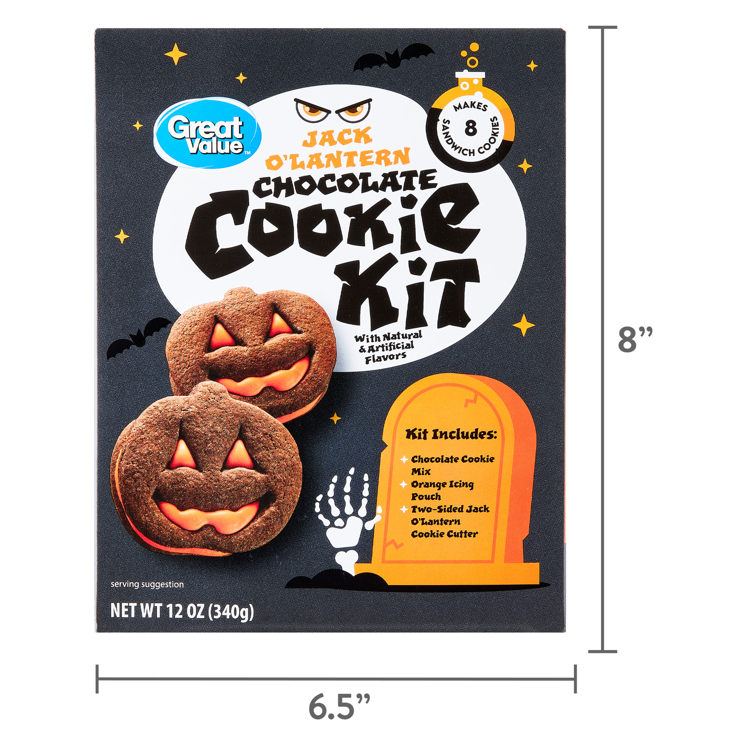 Great Value Jack-O'-Lantern Chocolate Cookie Kit, 12 oz - Walmart.com
