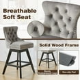 thumbnail image 5 of Swivel Bar Stools Set of 4, 26" Counter Height Barstools with Back, Nailhead Trim, Rubberwood Frame, Farmhouse Bar Chairs for 34–38" Kitchen Island, Gray (Set of 4), 5 of 9